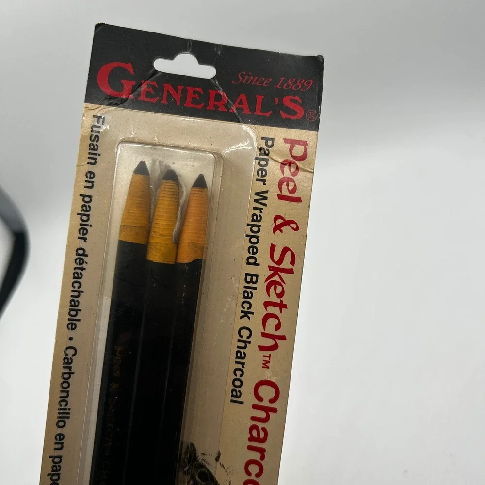 General Pencil Peel & Sketch Black Charcoal 3 Pencils & Kneaded Eraser 5630 ABP